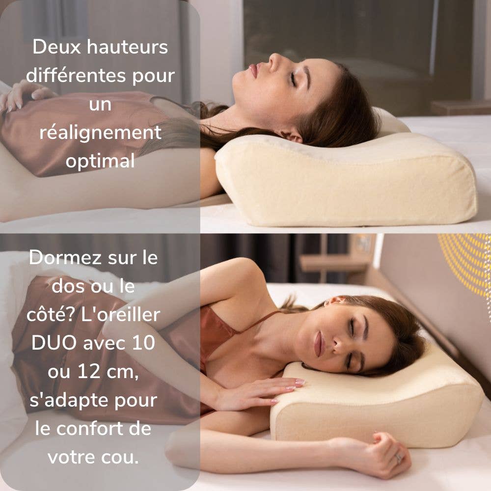 Inphysio - Vente Oreillers - Oreiller Ergonomique avec Taie d'oreiller de refroidissement | DUO PREMIUM2