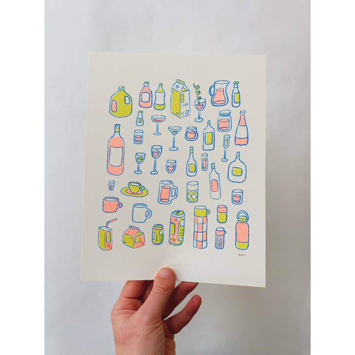 Druck - Getränke (Risographie) für den Großhandel von Allison Mckeen Art