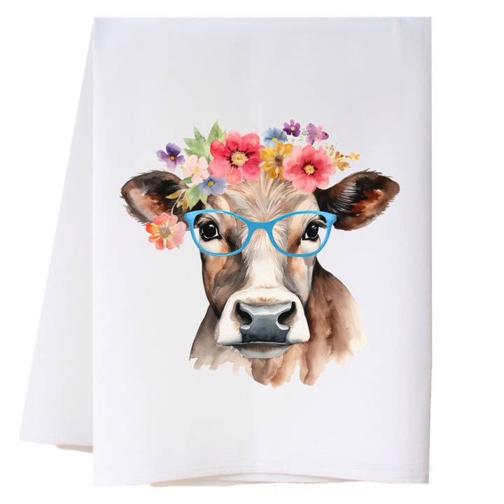 Bessie The Cow Kitchen Towel for wholesale by Cora & Pate