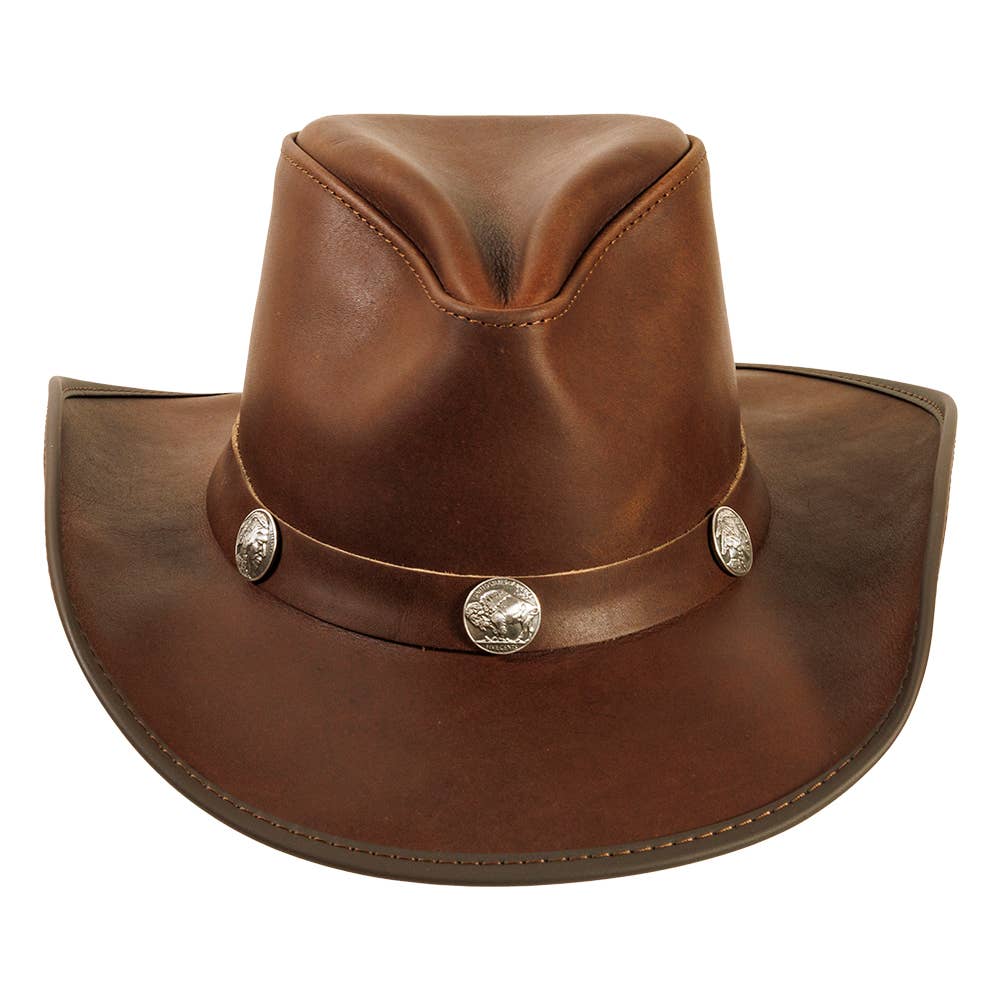 American Hat Makers - Venta al por mayor Sombrero cowboy - Unisex - Sombrero Vaquero de Cuero Genuino con Concho - Estilo Cyclone22