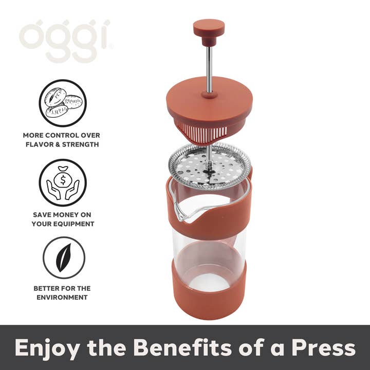 Oggi - Wholesale French Press - 3 Cup French Press Coffee Maker (350 ml, 12 oz) Red