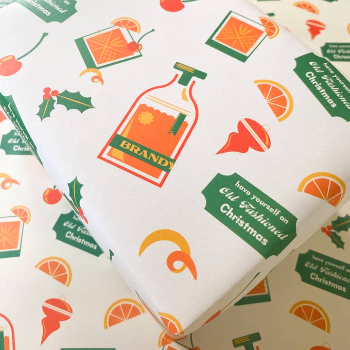 Bottlebrush Graphics - Wholesale Flat Wrap - NEW Old Fashioned Christmas holiday wrapping paper sheets! 1