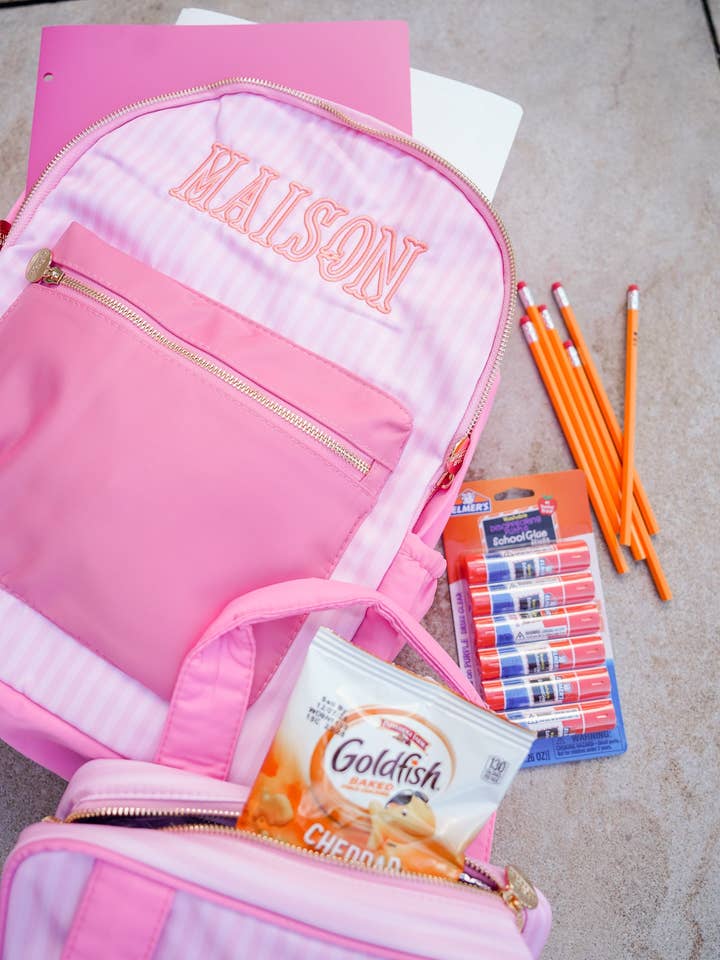 Pink Stripe Backpack for wholesale by KENZKUSTOMZ