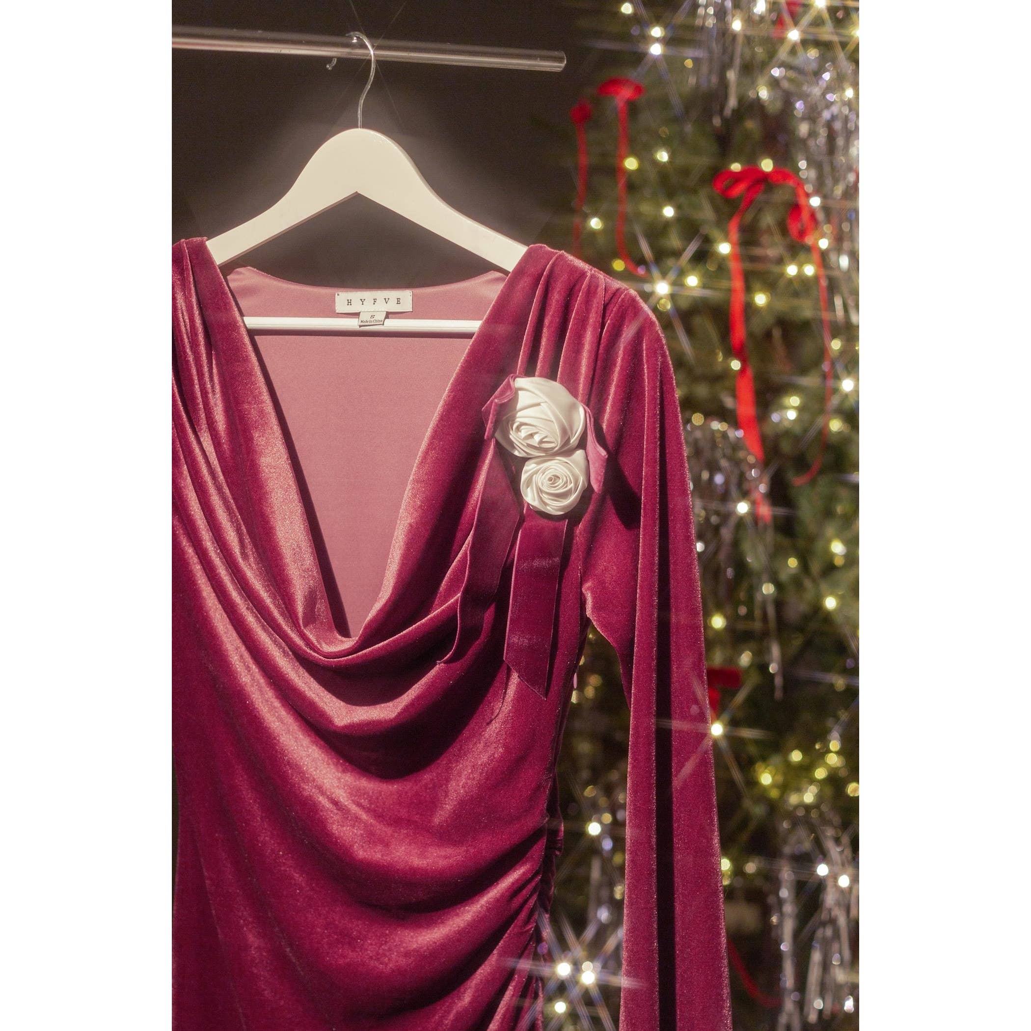 HYFVE - Venta al por mayor Vestido - Mujer - Minivestido de terciopelo con rosetones8