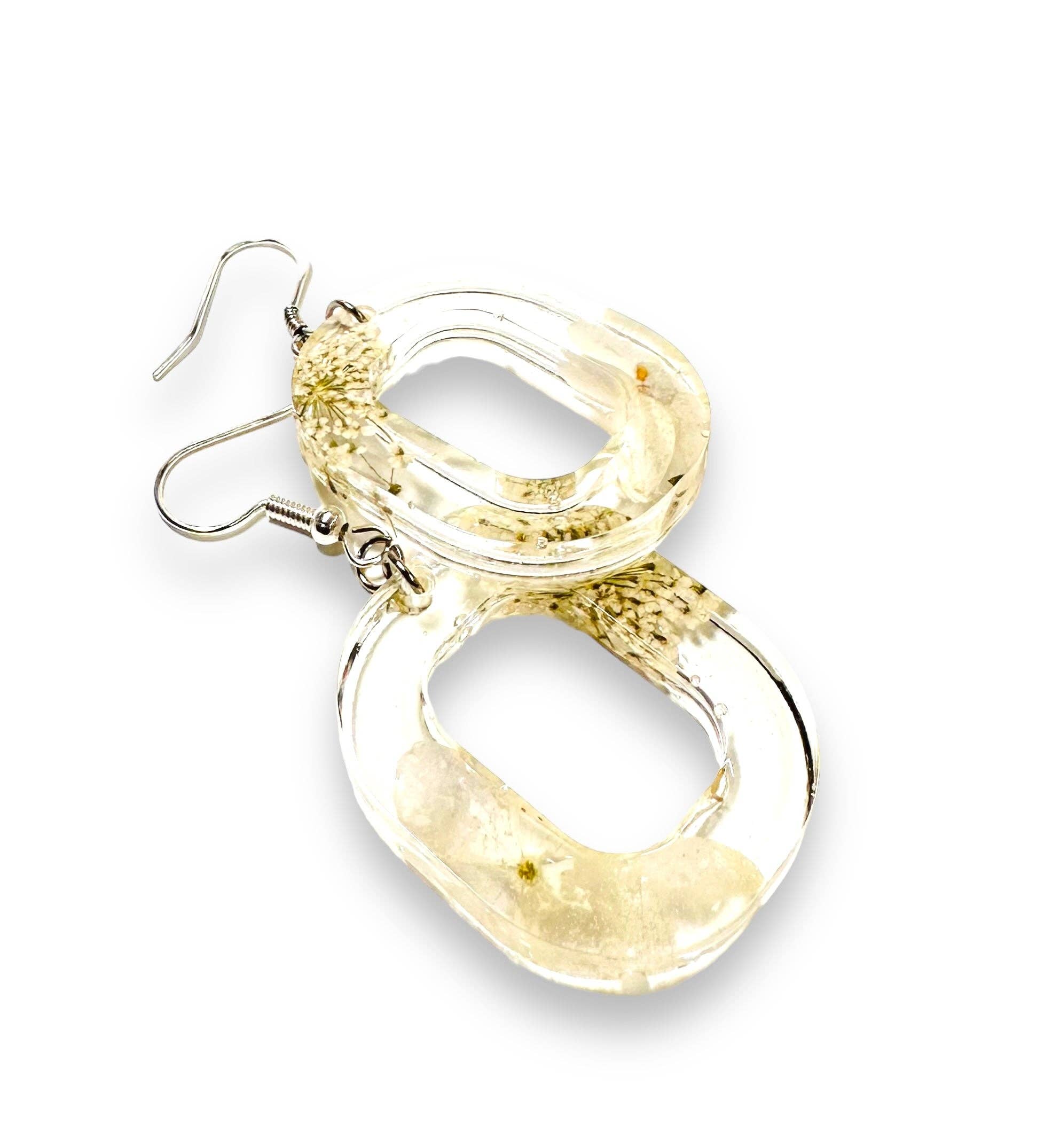 Janine’s Jewelry Design - Wholesale Hangende/ronde oorbellen - Oorbellen met geperste bloemen/echte bloemen/harsbloem14