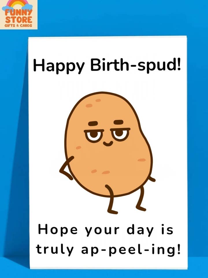 Lustige Kartoffel-Wortspiel "Ap-peel-ing" Geburtstagskarte für den Großhandel von Funny Store