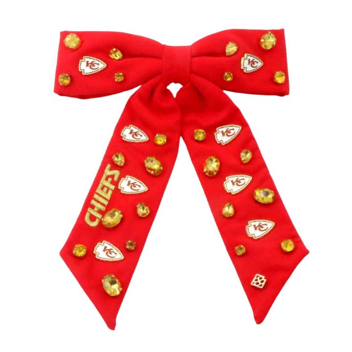 Kansas City Chiefs Red Bow Barrette for wholesale by Brianna Cannon