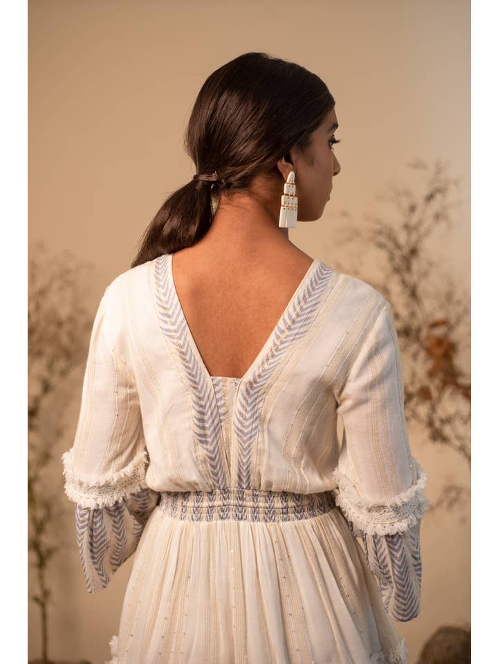 Label Reyya - Wholesale Jurk - Dames - BLAUW-WITTE JURK MET V-HALS4