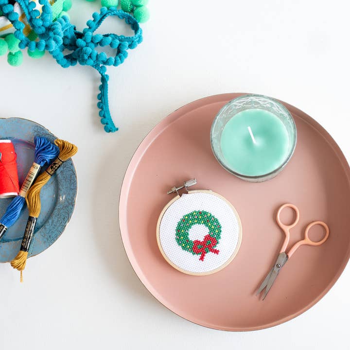 Cotton Clara Craft Kits & Supplies - Wholesale DIY Craft Kit - Christmas Wreath Cross Stitch Kit5