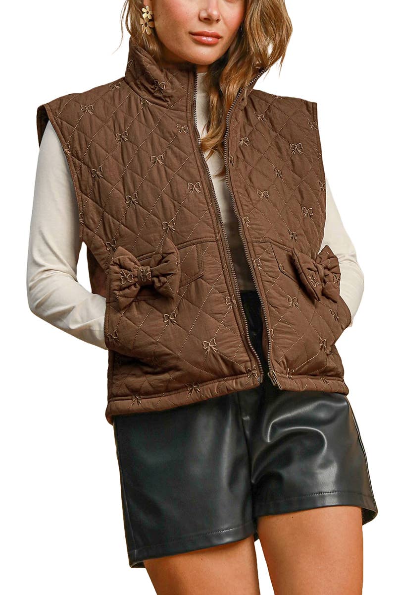 Vanilla Monkey - Vente Veste sans manches – femme - Gilet matelassé sans manches avec détails en forme de nœud0