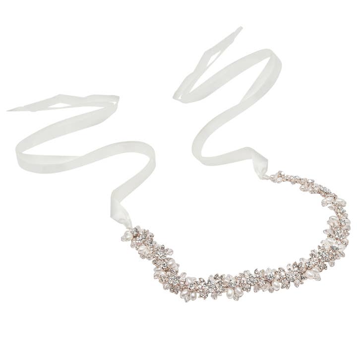 ATHENA COLLECTION - PEARL GARLAND BELT - BELT50 - SILV for wholesale by Athena Bridal Jewellery