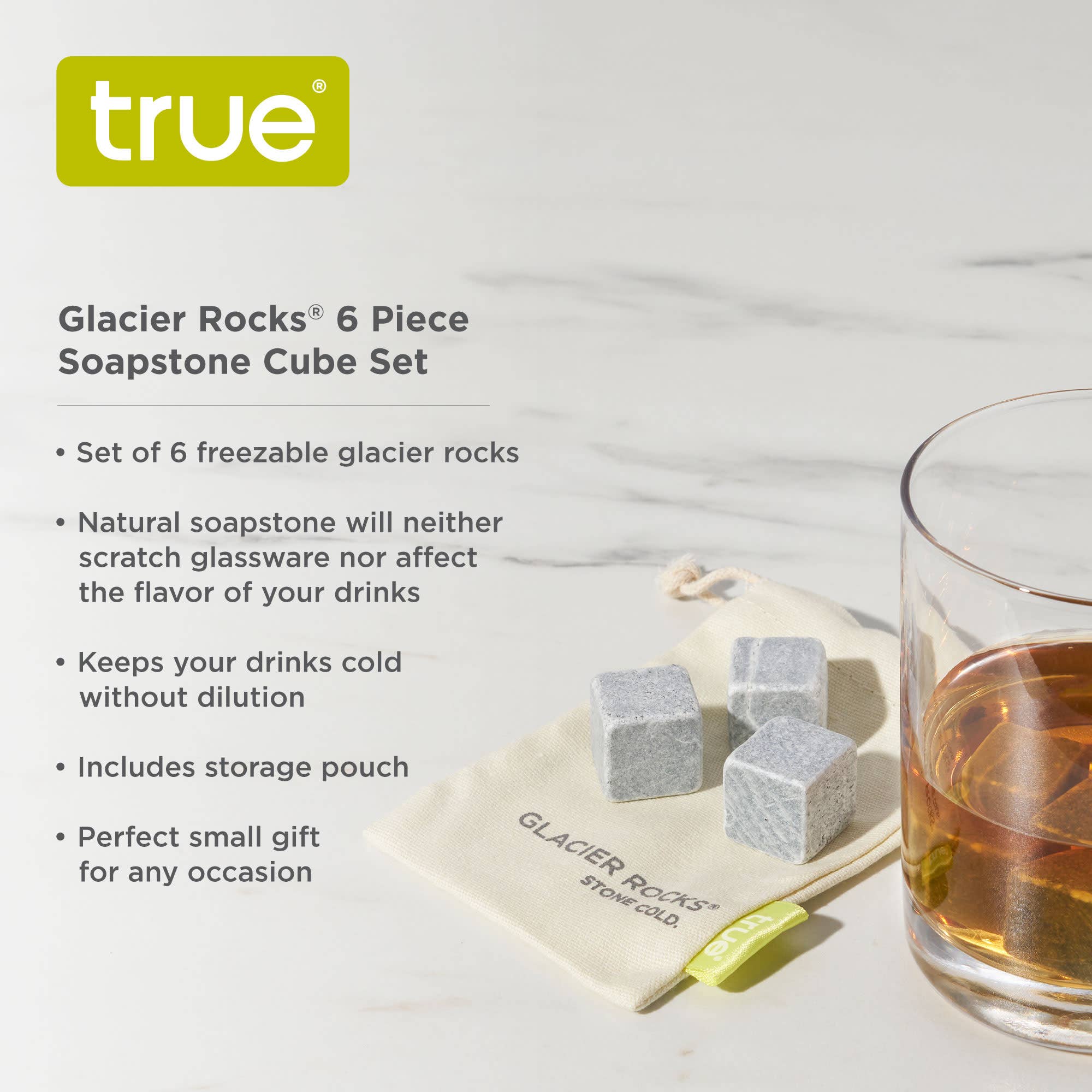 TRUE - Wholesale Drink Chilling Cubes - Glacier Rocks Soapstone Whiskey Chilling Cubes Set of 63