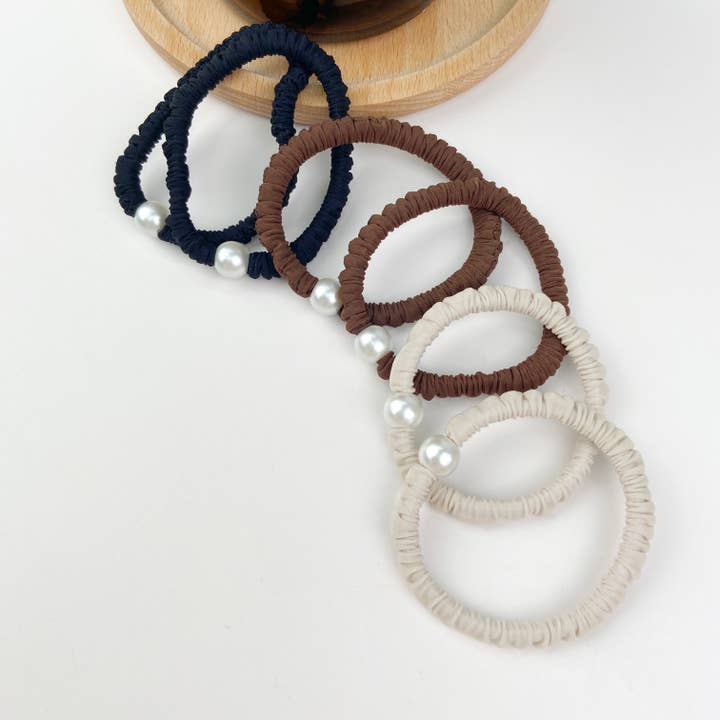 SoapElenGlen - Vendita all'ingrosso Elastico per capelli - Elastico per capelli in gomma tinta unita con perle delicate, 2 pezzi4