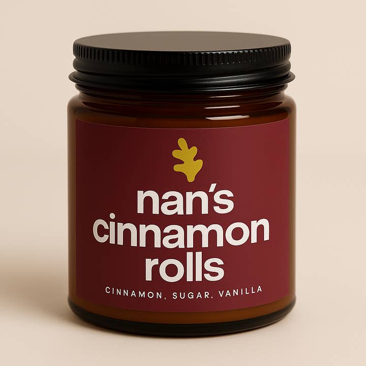 Nan's Cinnamon Rolls for wholesale by Kelp House Candle Co.