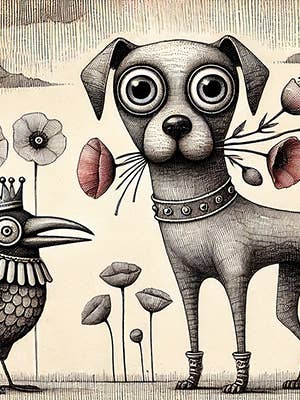 Cartão de saudação, Cão e Corvo caprichosos por atacado de Thistle and Tale Press