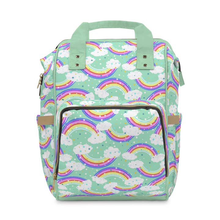 Green Multi-Function Baby Changing Backpack Bag - Happy Rain for wholesale by Green Cheeks