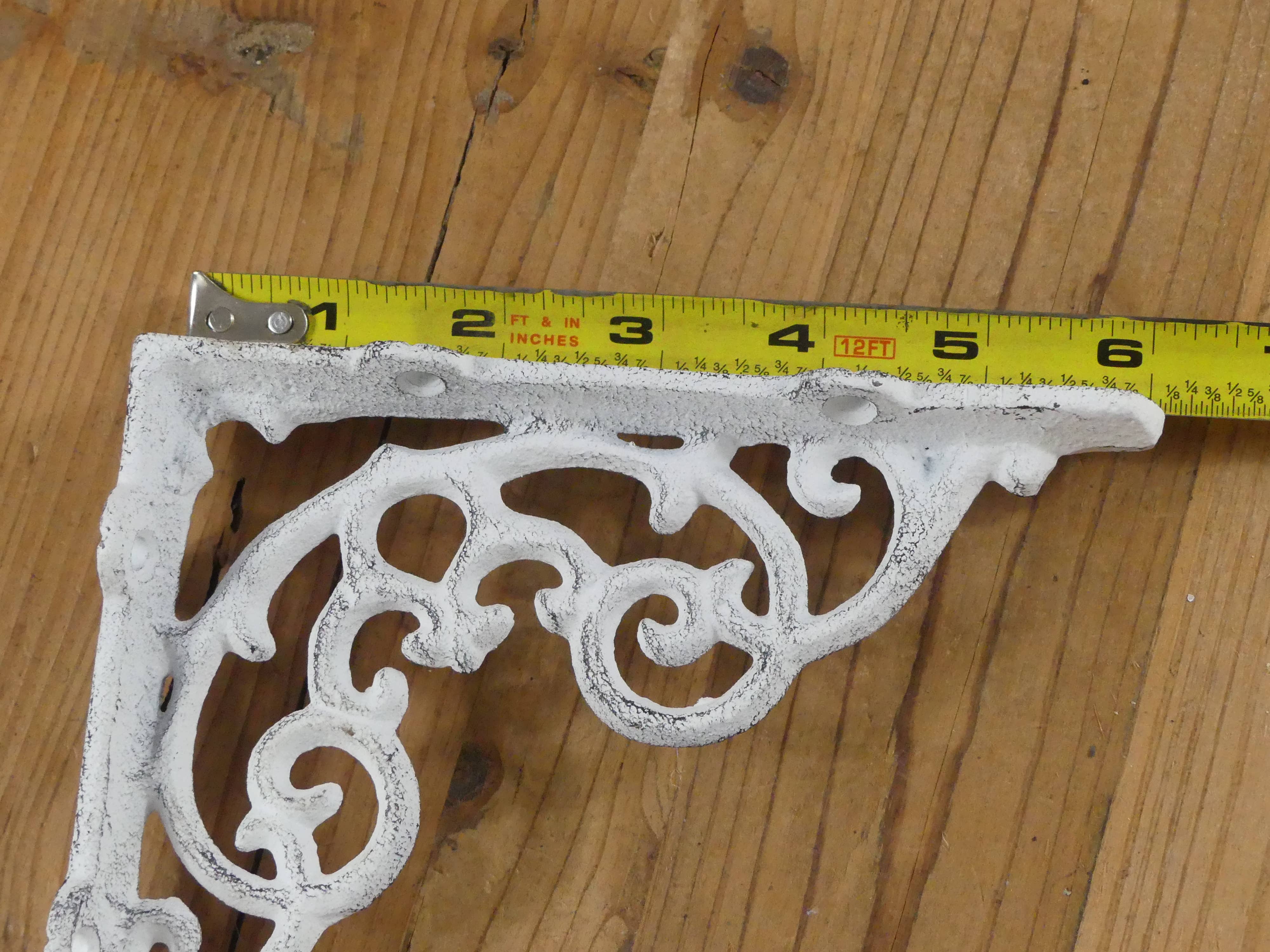 Midwest Craft House - Wholesale Wall Mounted Shelf - CAST IRON DISTRESSED WHITE SHELF BRACKET, 6 1/4" X 5 1/4"3