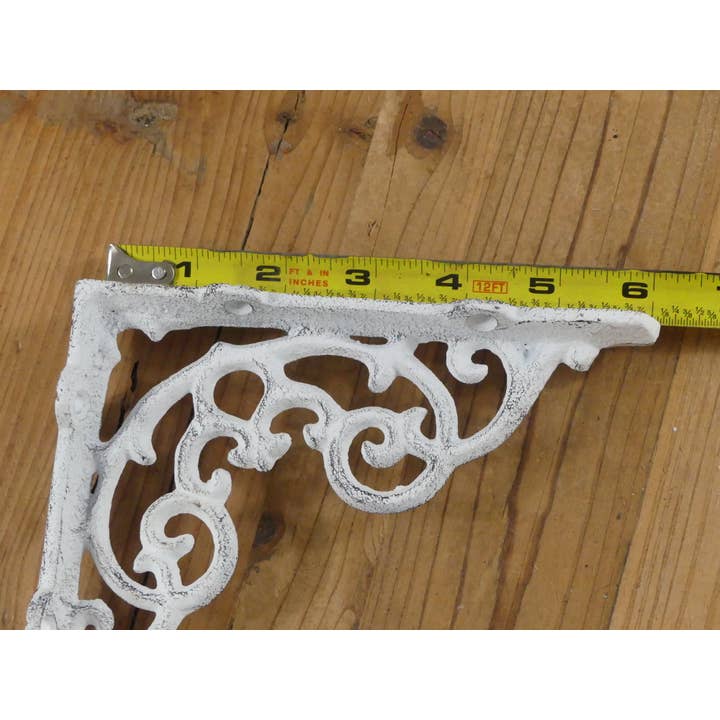 Midwest Craft House - Wholesale Wall Mounted Shelf - CAST IRON DISTRESSED WHITE SHELF BRACKET, 6 1/4" X 5 1/4"3