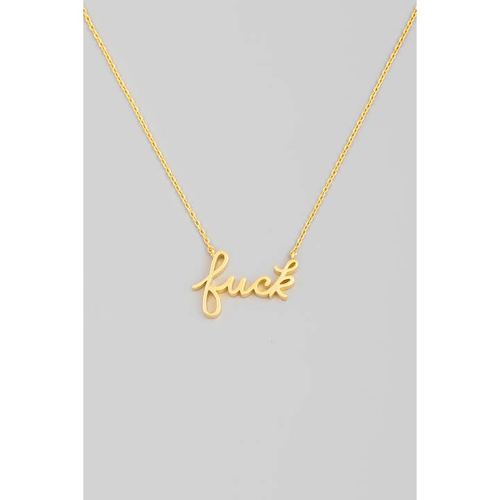 The Looks by Fame Accessories - Wholesale Pendant/Charm Necklace - Handwritten Fuck Pendant Necklace