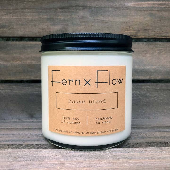 Fern x Flow Soy Candles + Home Fragrance - Wholesale Jar/Filled Candle - House Blend Farmhouse Autumn Glass Soy Candle - 8oz1
