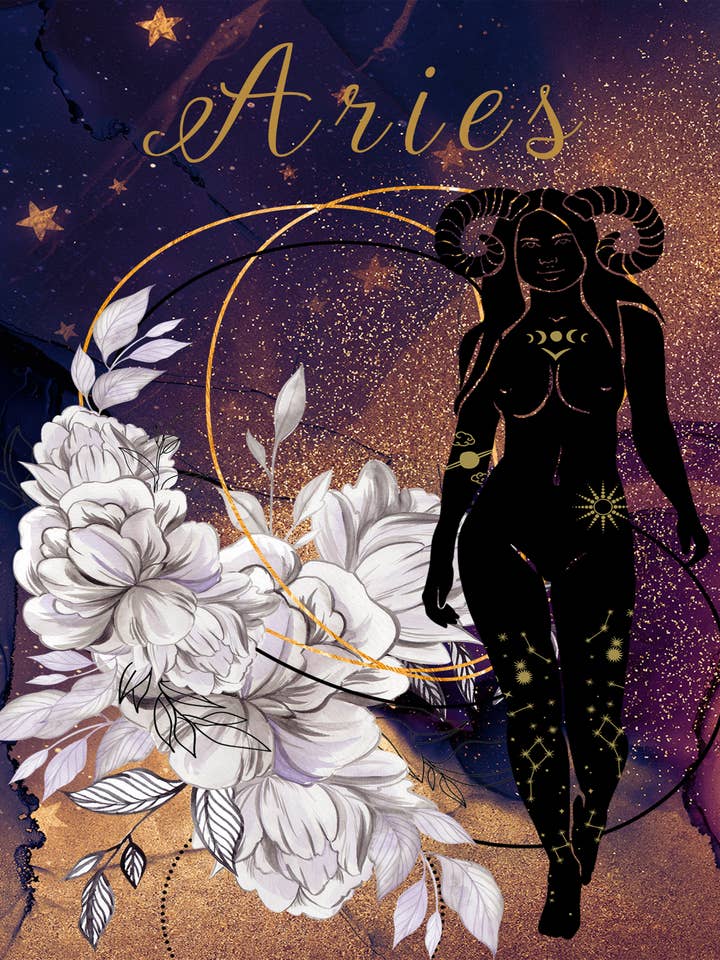 IMPRESSION ARTISTIQUE 8 X 10 POUR FILLES DU ZODIAQUE CÉLESTE BÉLIER pour la vente par Soraya Moon Co.