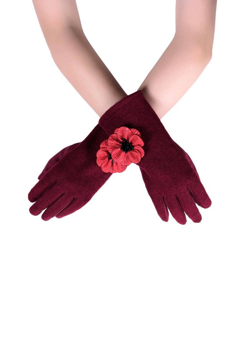 Fashion Scarf World – wholesale Handskar - Dam – 3D Poppy Flower Touchscreen Handskar16