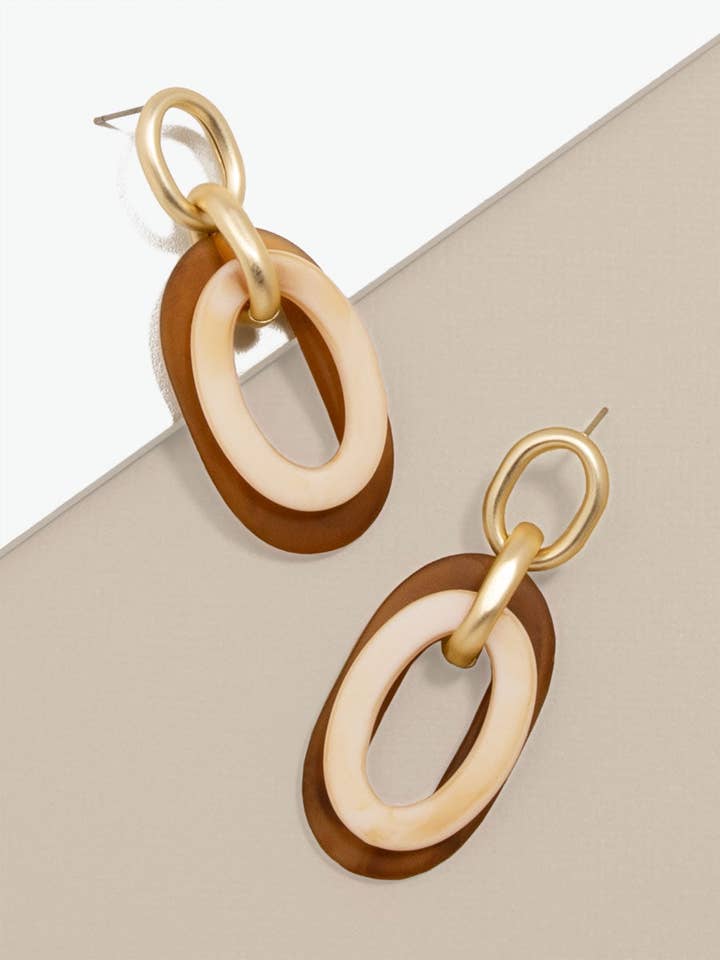 Two Tone Resin Link Earring for wholesale by ZENZII Jewelry