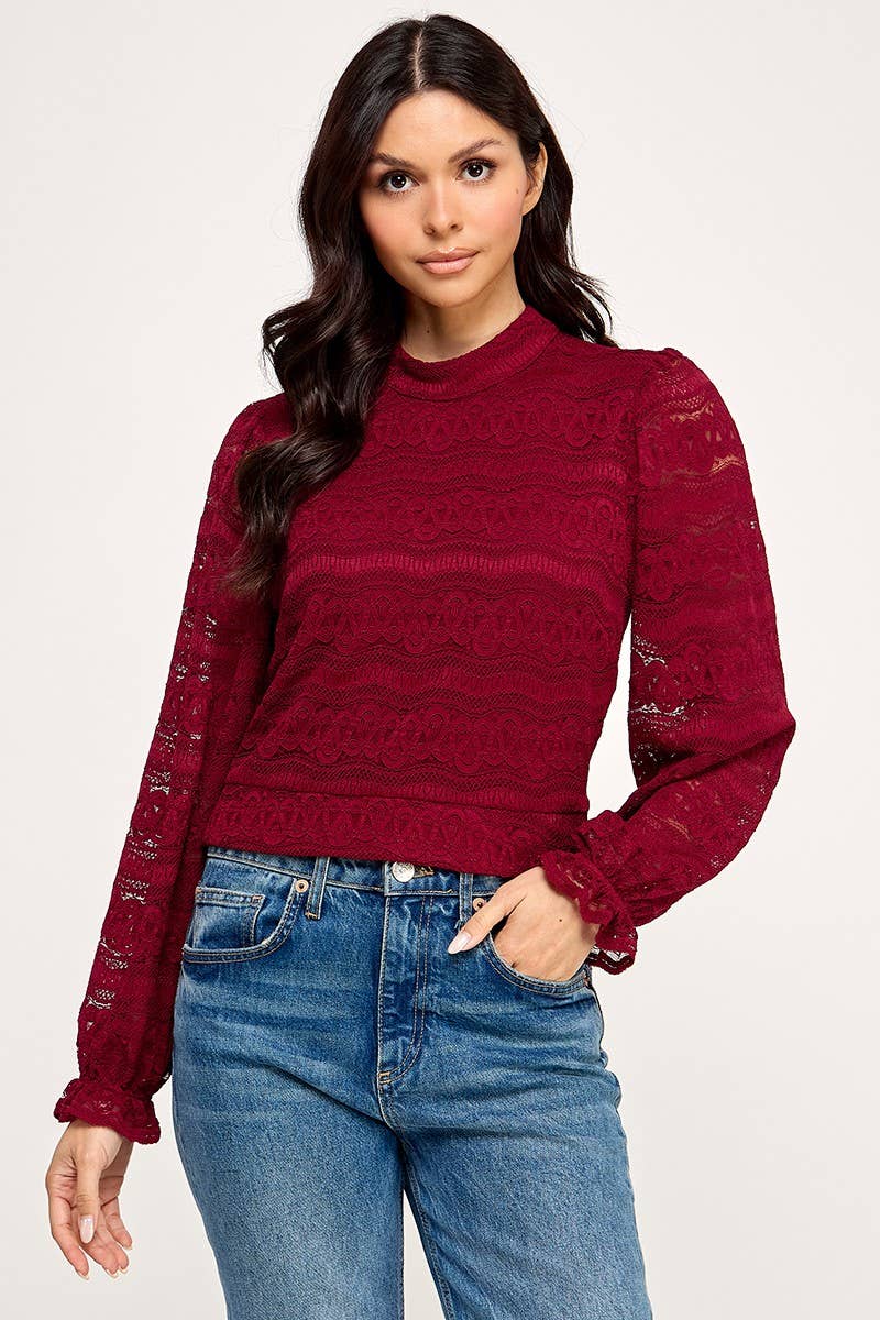 Vanilla Monkey - Wholesale Knit Top - Women's - Long Sleeve Lace Top3