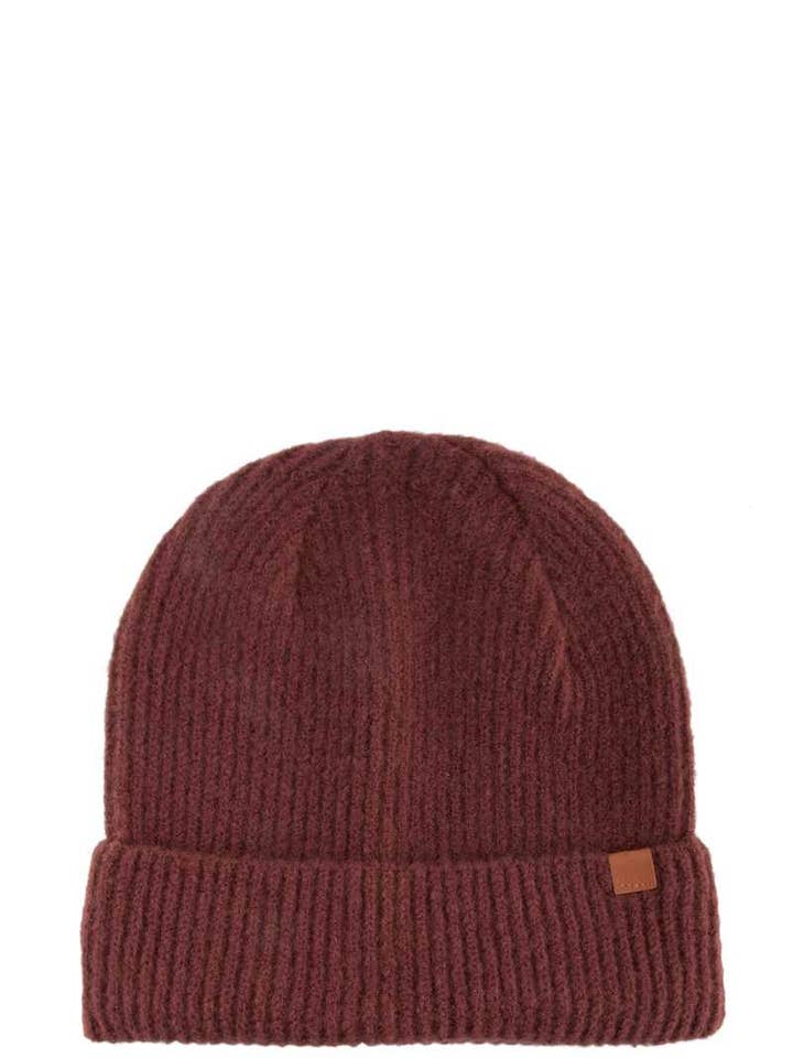 Solid Rib Beanie with Leather Tab for wholesale by Shop Neighbors