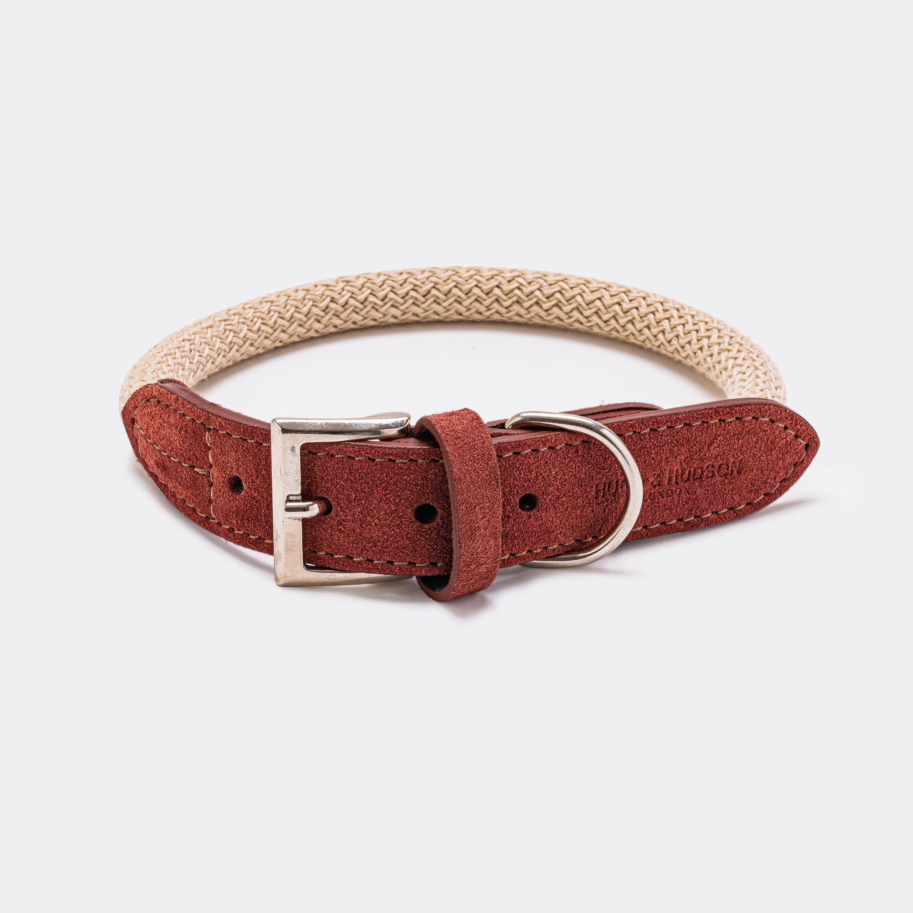 Hugo & Hudson - Wholesale Pet Collar - Dog - Rope and Suede Leather Dog Collar - Brown0