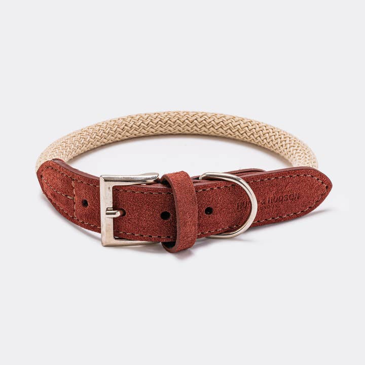 Hugo & Hudson - Wholesale Pet Collar - Dog - Rope and Suede Leather Dog Collar - Brown0