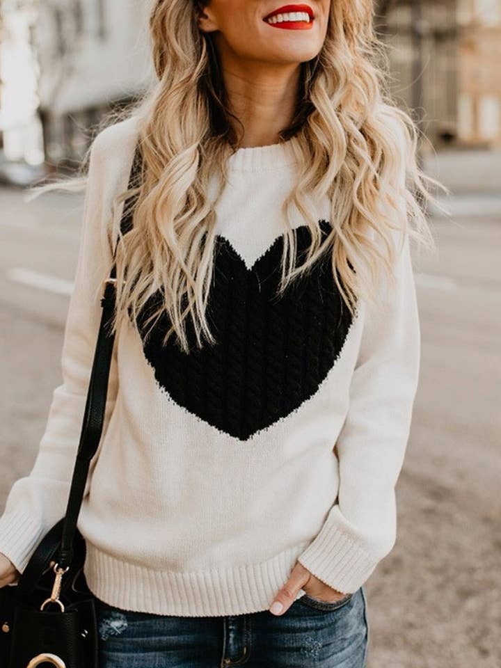 CWOSWL5809_KNITTED ROUND NECK PULLOVER HEART SWEATER and other Purchase Wholesale heart sweater. Free Returns & Net 60 Terms on Faire trending on Faire.