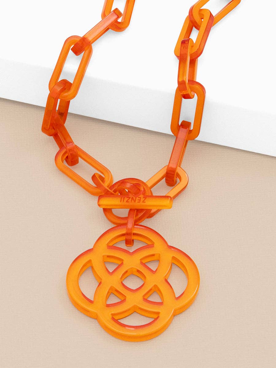 ZENZII Jewelry – wholesale Hänge-/berlockhalsband – Resin Quatrefoil Link kragehalsband15