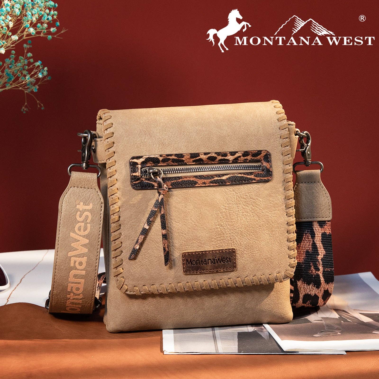 CandBBaby – Engroshandel Crossbodytaske - Dame – Montana West Crossbody-tasker til kvinder med to rum Western Crossbody-taske med printet guitarrem13