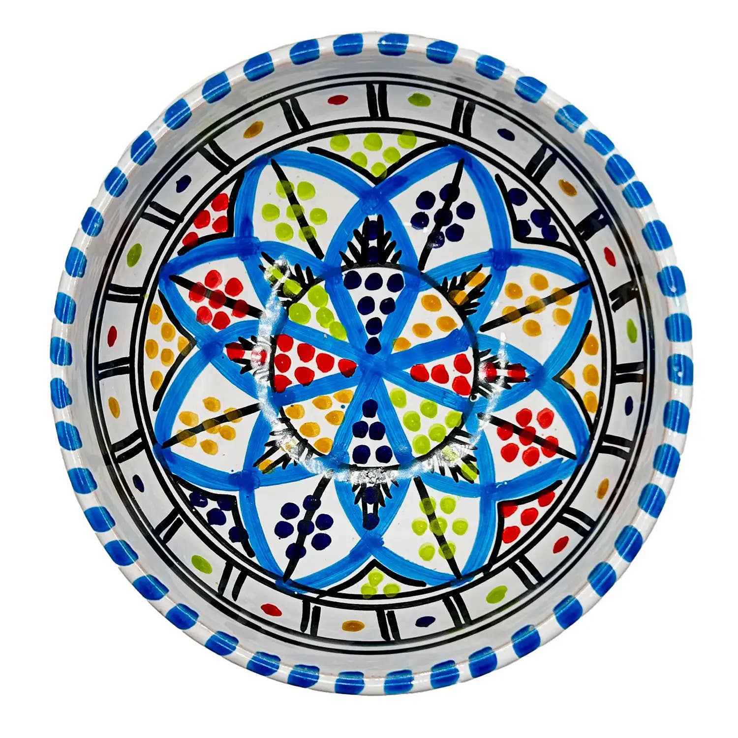 Etnico del Mondo - Wholesale Decorative Plate/Dish/Bowl - Tunisian Decorated Ceramic Bowl Diameter 13 cm #40