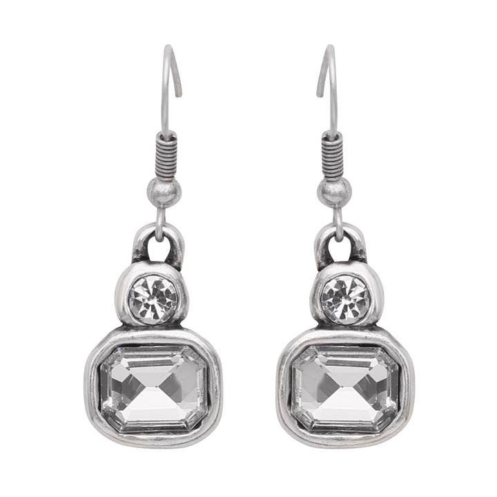 Handmade Clear Crystal Pewter Earrings - 1949 for wholesale by Chanour