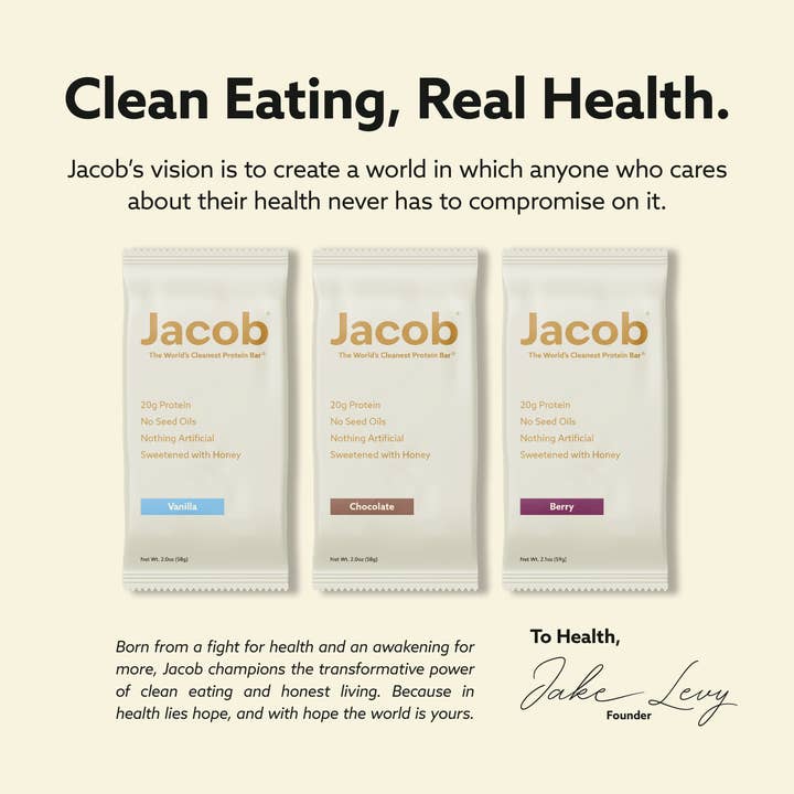 Jacob - Wholesale Snack Bar - Jacob Protein Bar - Grass-Fed Organic Snack Bar (108ct)4