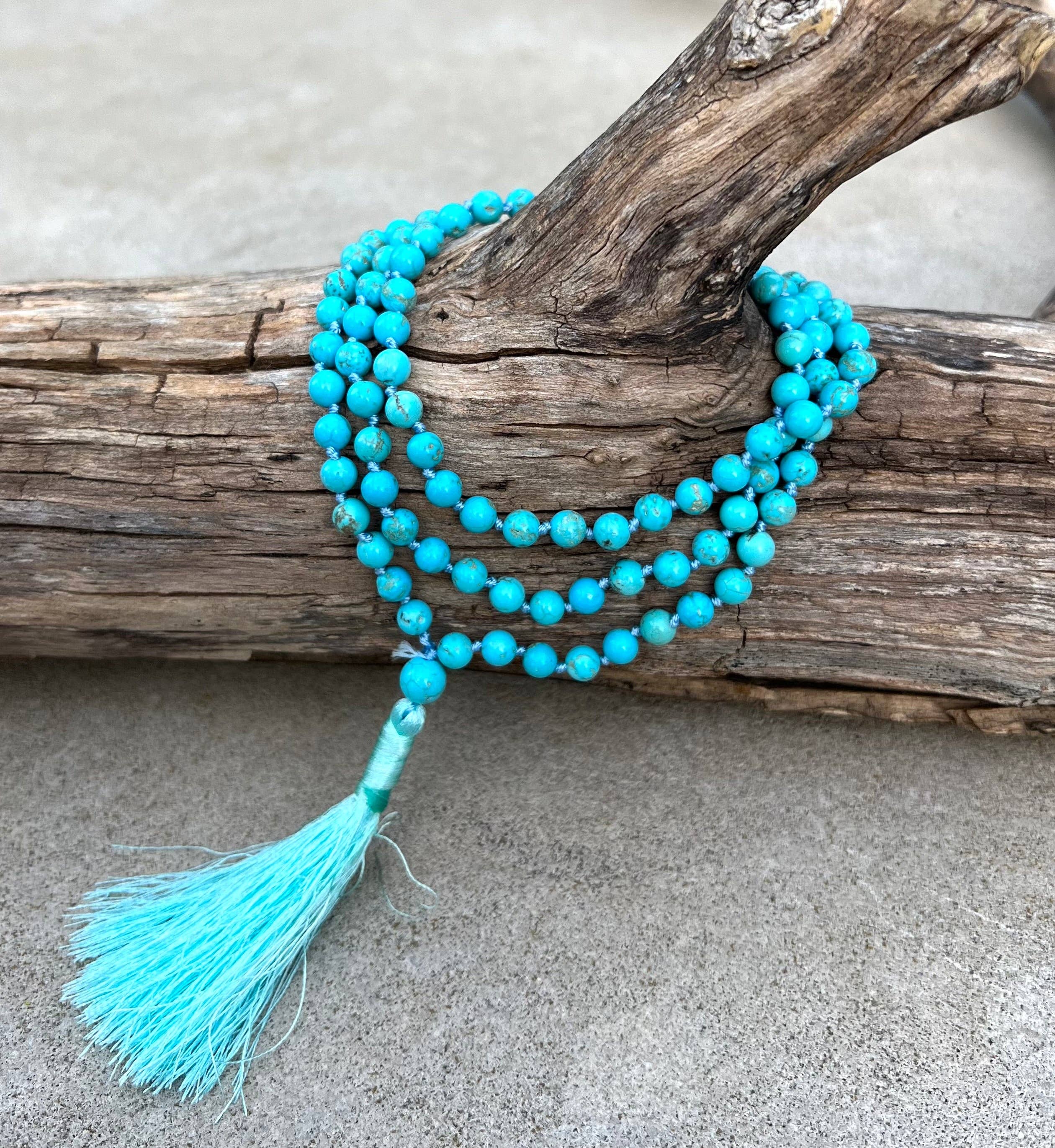 Lungta Imports – wholesale Prayer beads necklace – Tibetan Buddhist Turquoise Hand Knotted Mala, Rosary 108 Beads, Japa Mala, Meditation Mala, Mala Necklace, Free Silk Pouch8