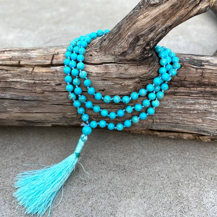Lungta Imports - Wholesale Prayer Beads Necklace - Tibetan Buddhist Turquoise Hand Knotted Mala, Rosary 108 Beads, Japa Mala, Meditation Mala, Mala Necklace, Free Silk Pouch8