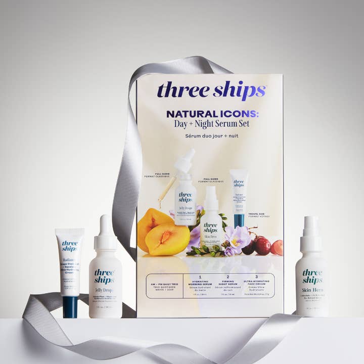 Three Ships (No Duties | Ships from US/CA | USMCA Compliant) - Wholesale Skin Smoothing Kit - Natural Icons: Day + Night Serum Set0