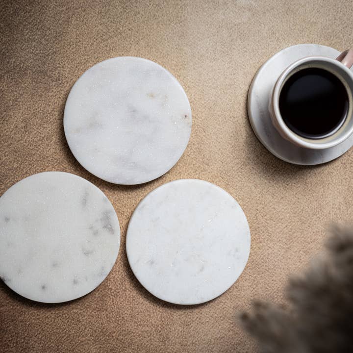 BIDKhome - Wholesale Coasters - Set of 4 Marble Round Coasters2