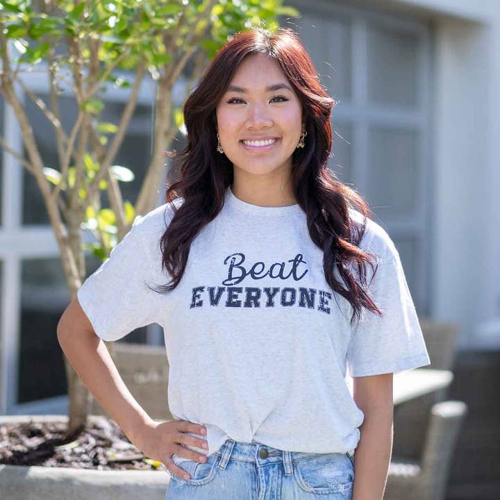 Beat Everyone Crew Neck T-Shirt Heathered White/Black -Asst. for wholesale by The Royal Standard