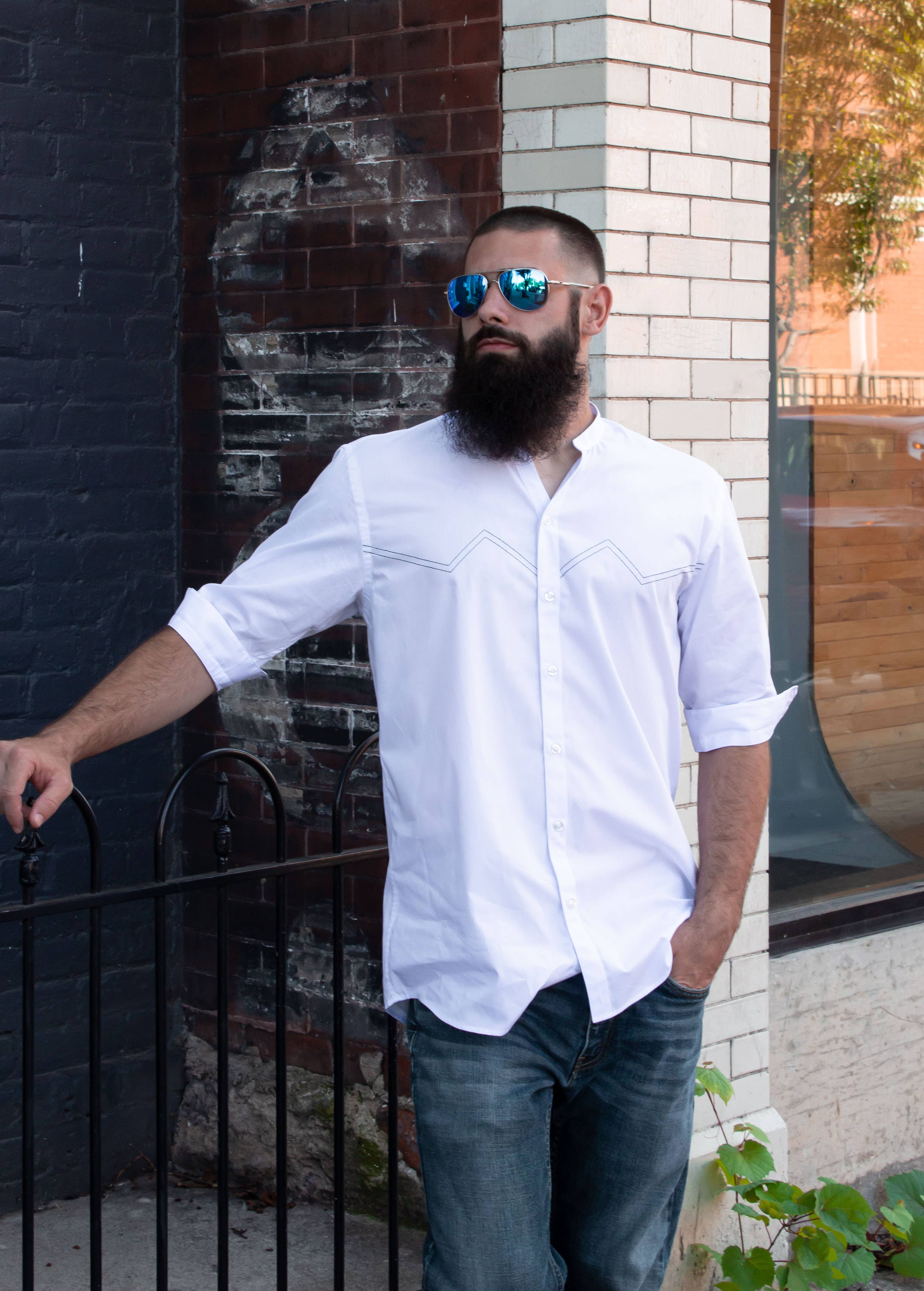 Am.A-Line Collections LLC - Wholesale Button Down Shirt - Men's - Enrich Men's Button Down Shirt Button-Up with Nehru Collar2