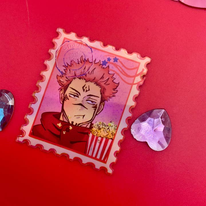 Sukuna Snack Time! JJK stamp Sticker Waterproof Holographic for wholesale by Elegant Potato Anime