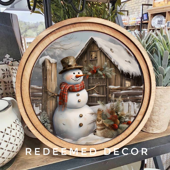 Redeemed Decor – Engroshandel Pyntetallerken/skål – 8" rund rustik snemandskunst 0