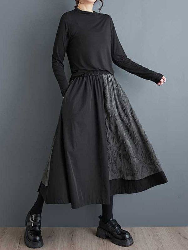 BLACK High Waisted Loose Elasticity Jacquard Pleated Pockets Culotte for wholesale on Faire3