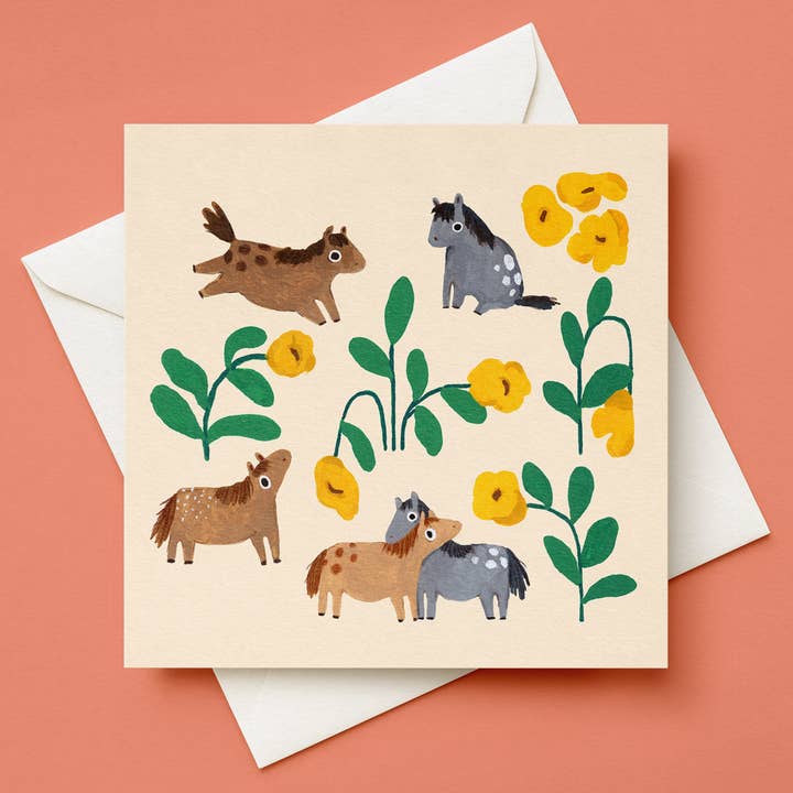 häst gula blommor | vykort för wholesale av Lara Hacker Illustration