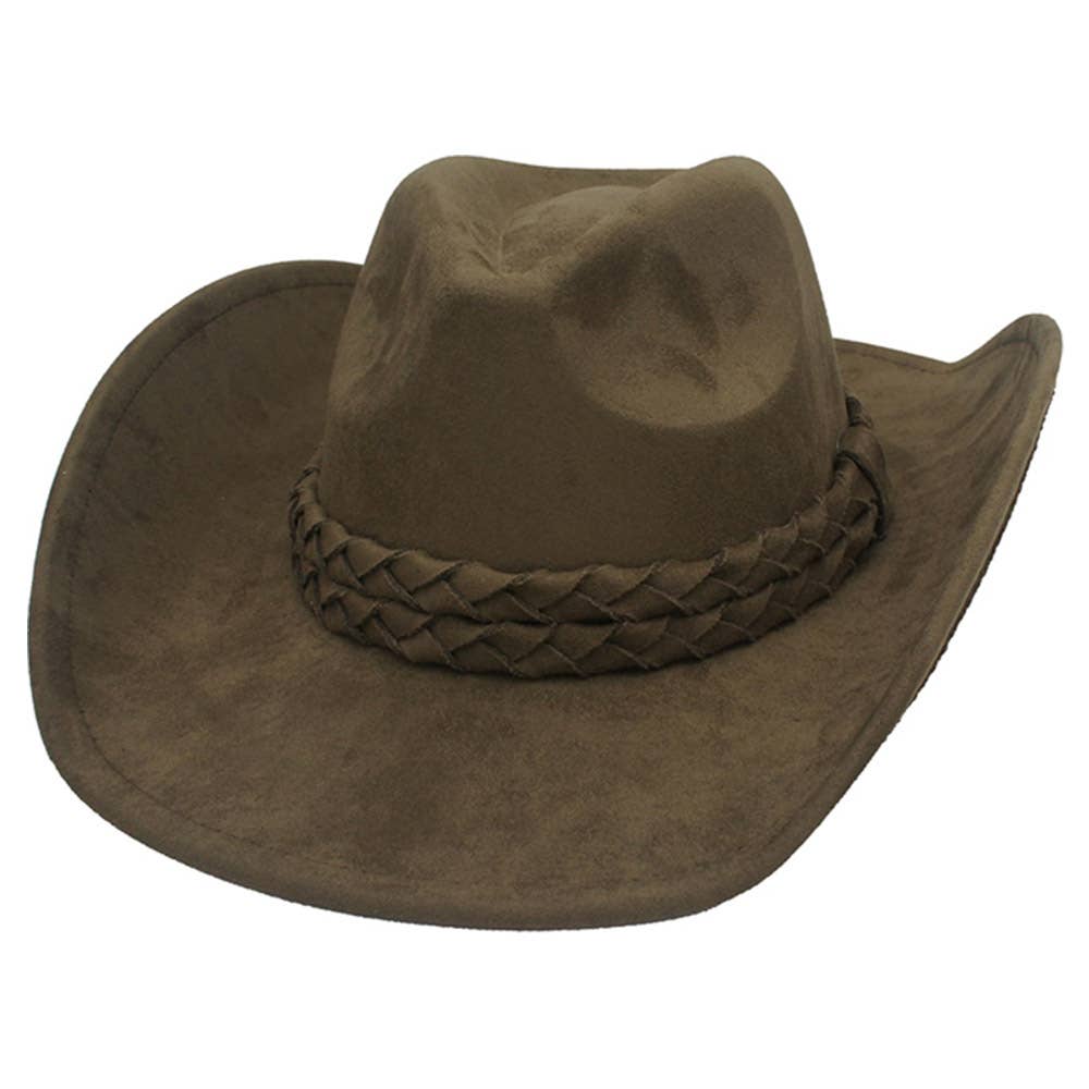 JOIA ACCESSORIES - Wholesale Cowboy Hat - Women's - DOUBLE STACK BRAID BANDED PINCH FRONT COWBOY HAT, IHT 725705
