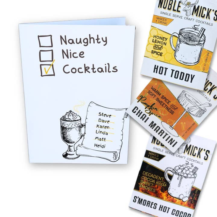 Cocktail and Cards / Naughty, Nice, Cocktails Card for wholesale by Noble Mick's - Craft Beverage Company