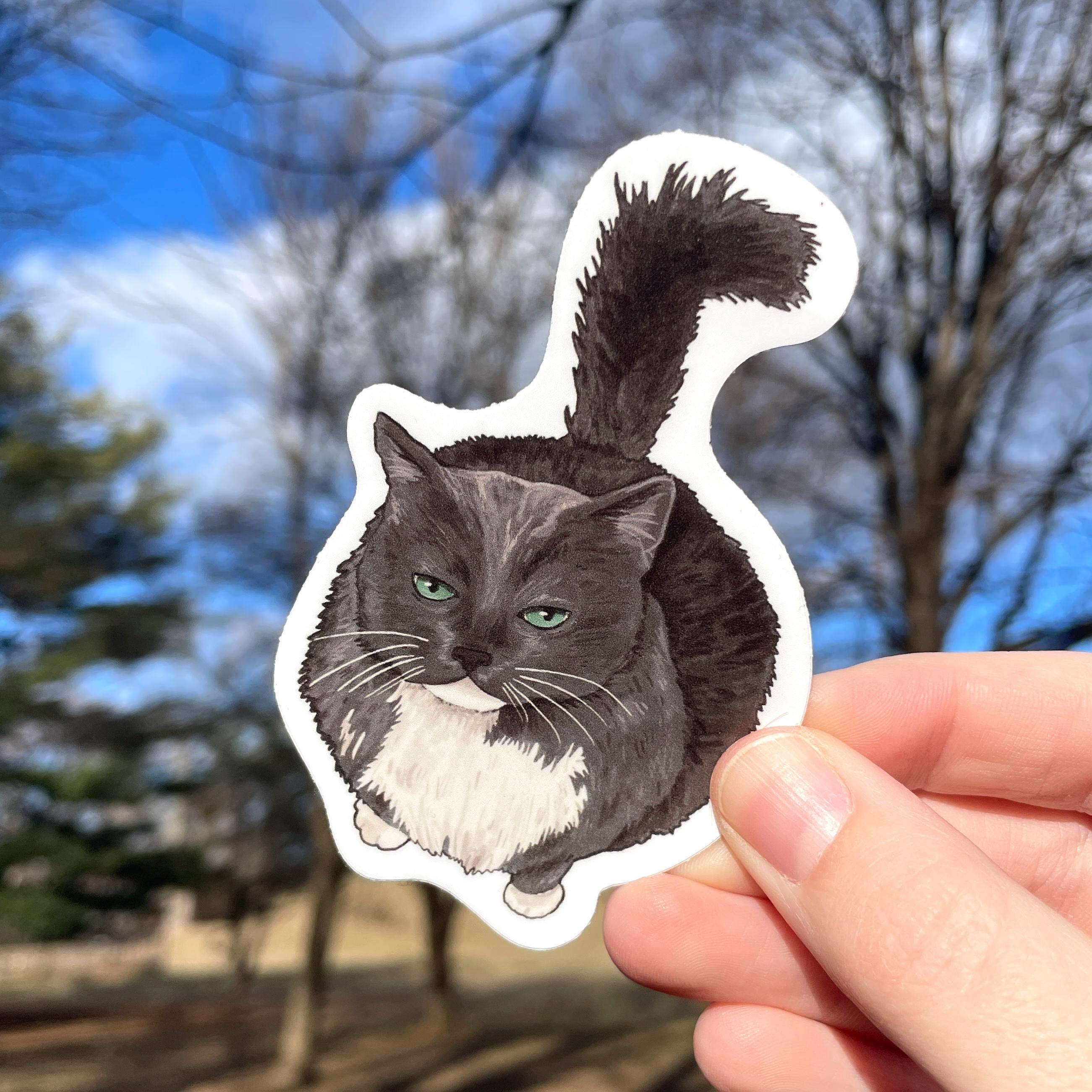 Art Fimbel – wholesale Sticker – Grumpy Fat Cat, Gray Long-Haired Cat, Premium Vinyl Sticker1